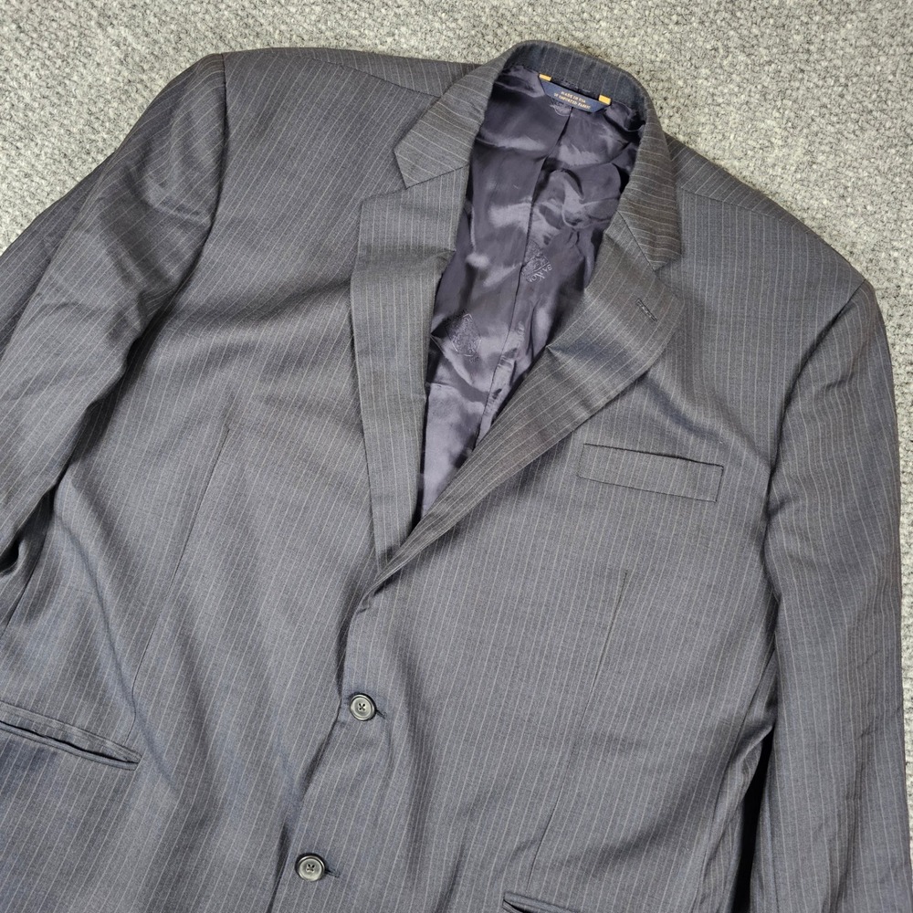 Brooks Brothers 1818 Madison Saxon Wool Pinstripe Suit Jacket Blazer Gray 50L
